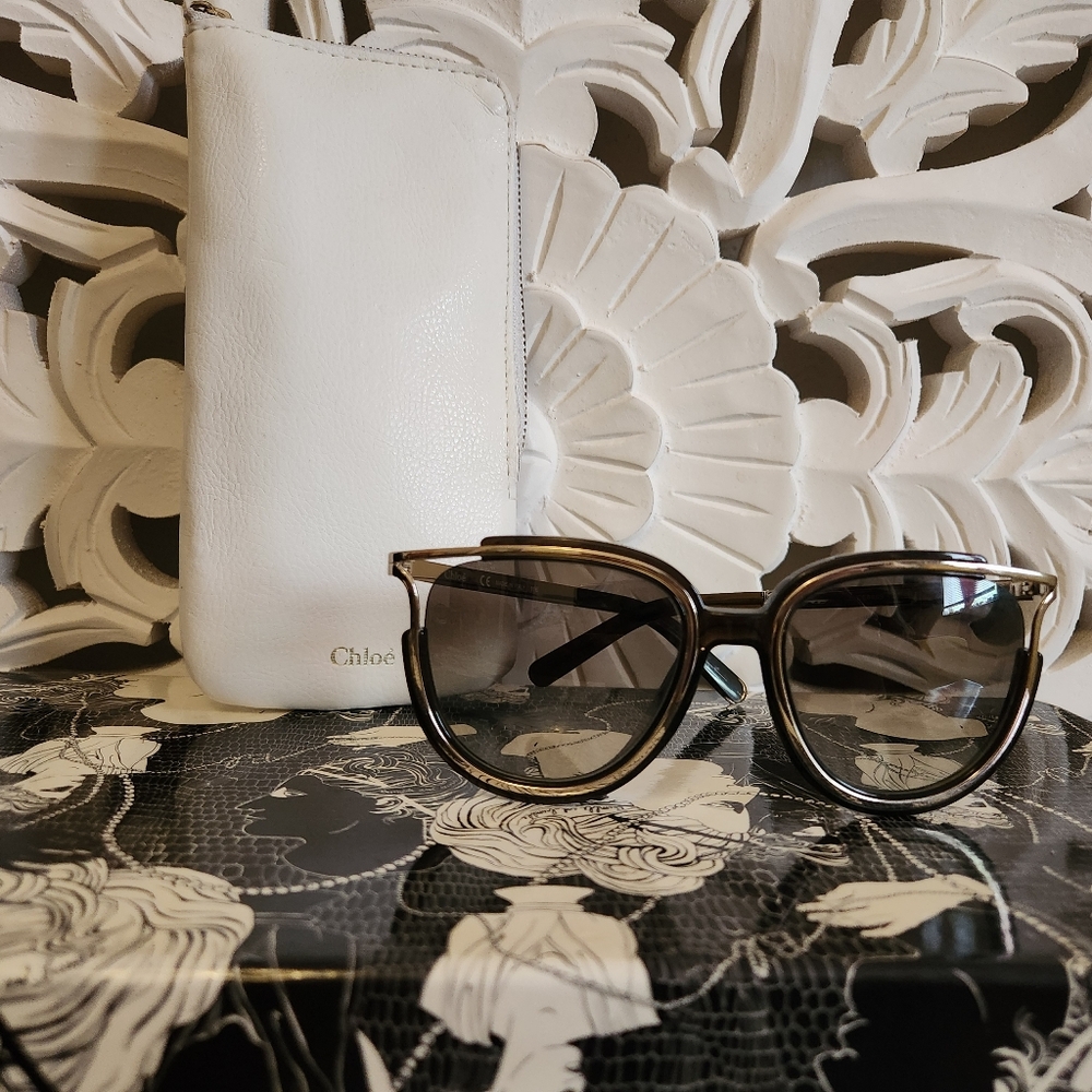 Chloe Black Sunglasses with White Case